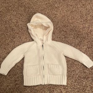 Cream Hooded Cableknit BabyGAP Zipup Sweater